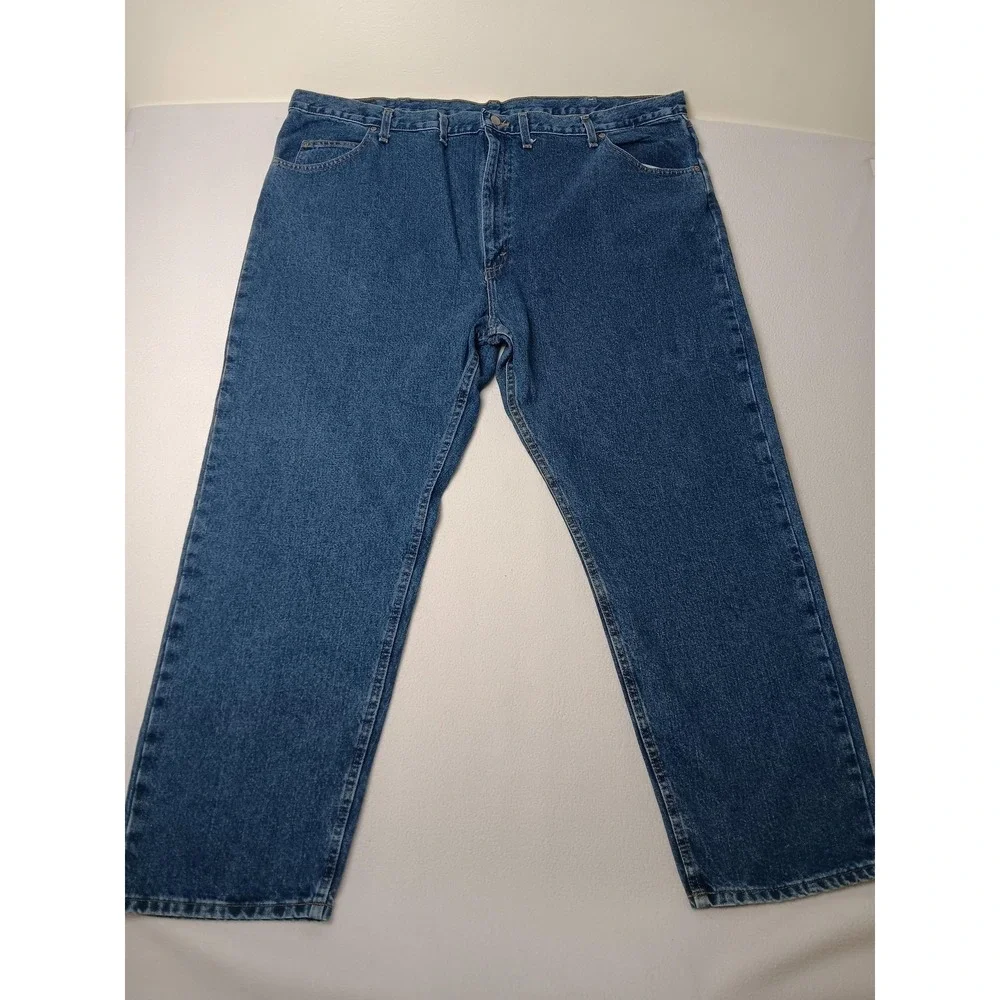 Wrangler Mens Relaxed Fit Straight Leg Jeans Blue Denim Five Star 48x30